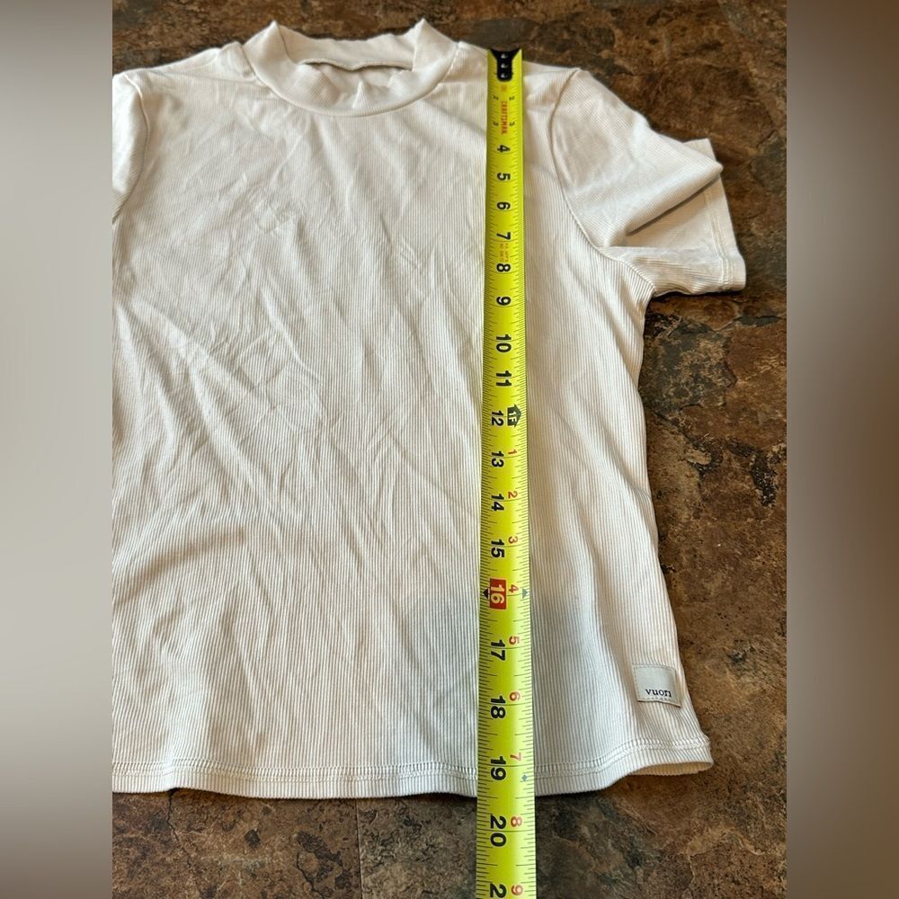 Vuori Pose Ribbed Fitted T-shirt Tee Mockneck Style Crop - Picture 4 of 5